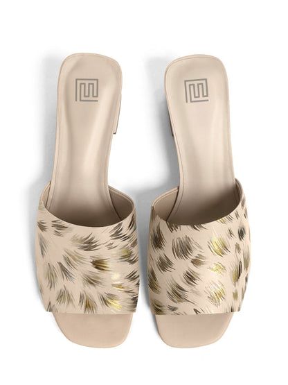 Gold Cheetah Beige Hand Painted Heel