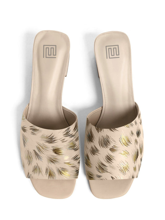 Gold Cheetah Beige Hand Painted Heel