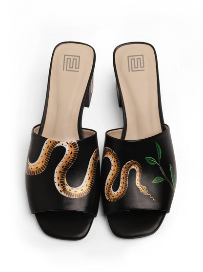 Serpent Black Hand Painted Heel