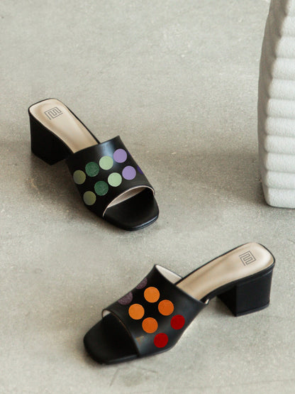 Painter's Palette Black Hand Painted Heel