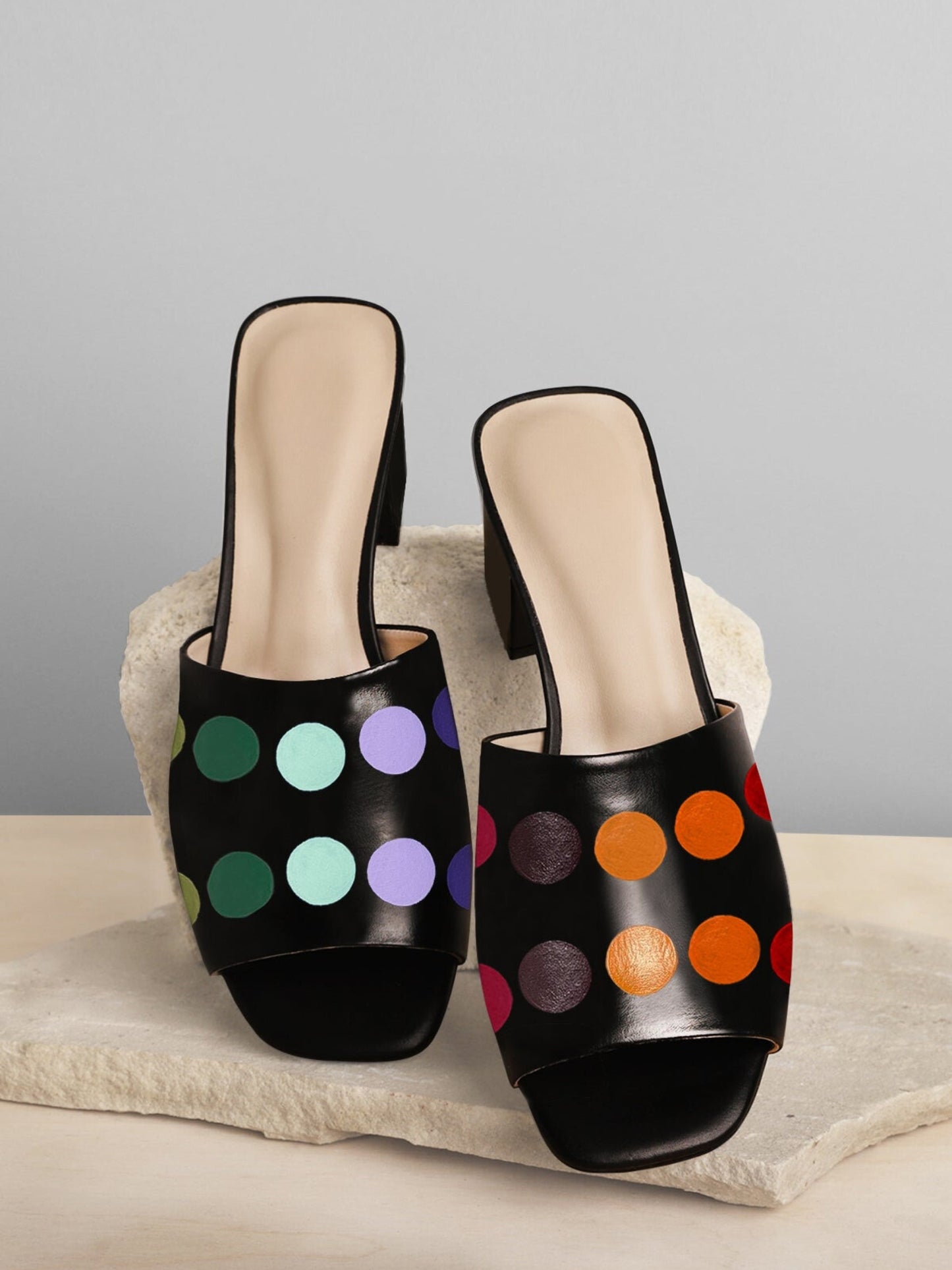 Painter's Palette Black Hand Painted Heel